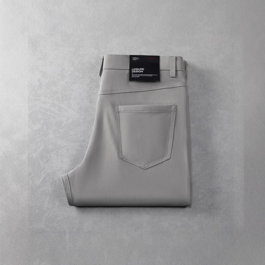 Zipper Lightweight and Not Close-fitting Summer Ice Breathable Men's Light Luxury Business Commuting Casual Pants Men's Straight Leg Pants