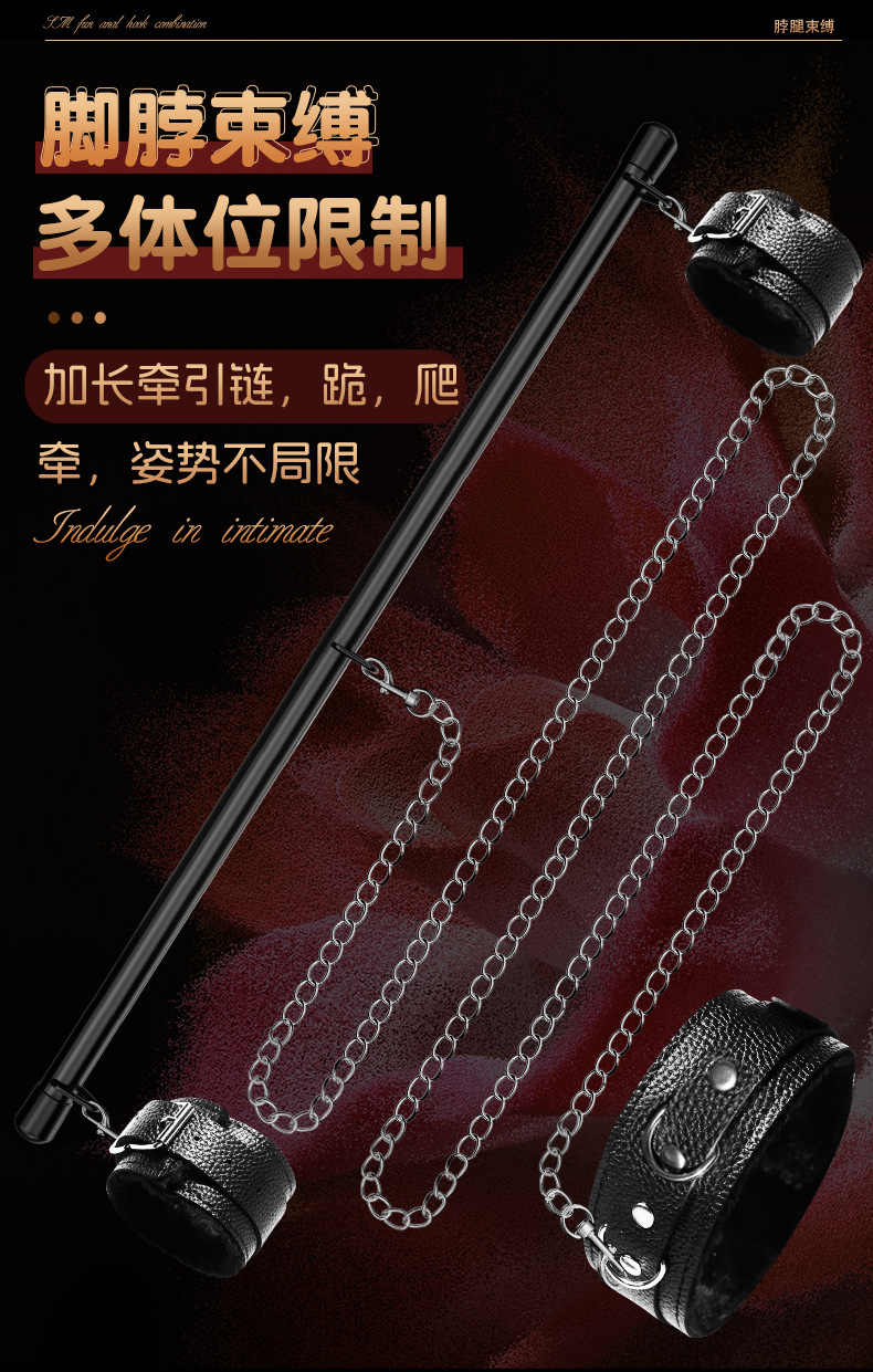 Stainless Steel Anal Plug with Bondage Collar and Leg Spreader for Adult Couples — detail image 17