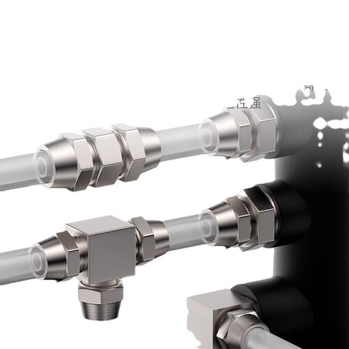 Airway quick-connect joint PU straight-through PE tee PZA four-way reducer PV elbow copper thread locknut joint 4/6/8mm