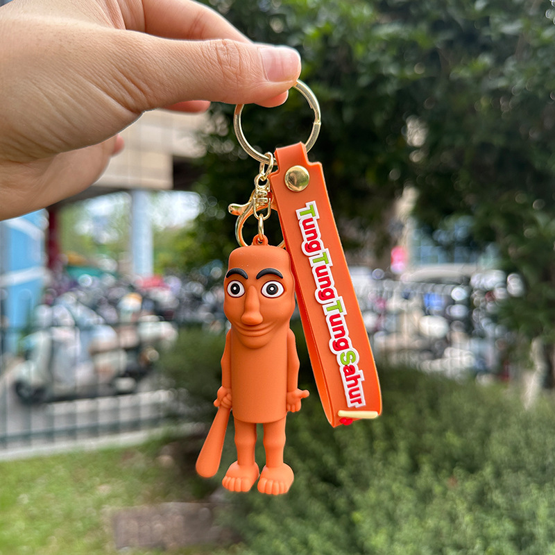 Douyin ホットエッセンス外国山と海の経典 PVC キーホルダーペンダント抽象面白い木の棒人間の大きな足の木人形キー|undefined