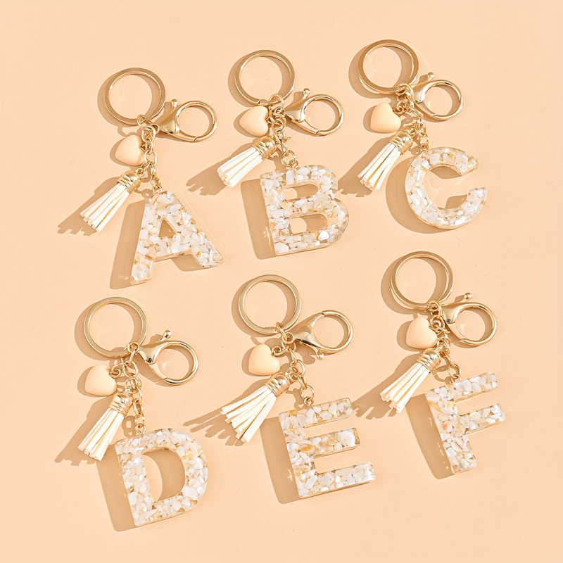 Cross-Border Hot-Selling Epoxy Capital Letters Love Tassel Keychain Bag Decorative Buckle Pendant Car Accessories Clothing Accessories