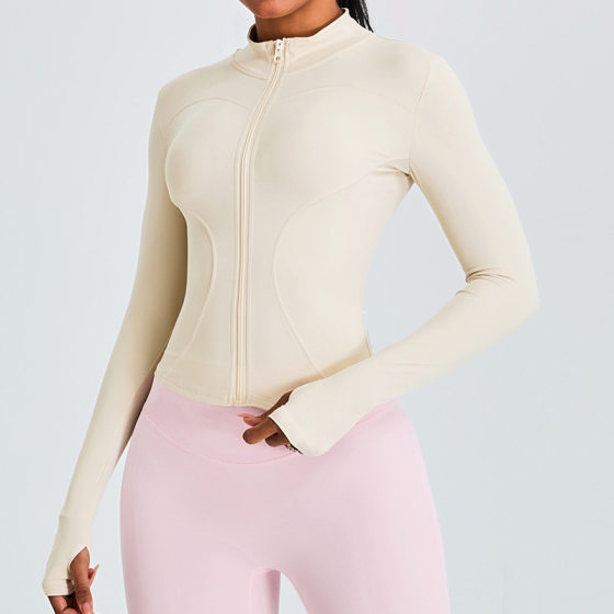 European and American Naked Slim Yoga Jacket Women's Autumn and Winter Long Sleeve Zipper Cardigan Slimming Sports Fitness Clothes Top