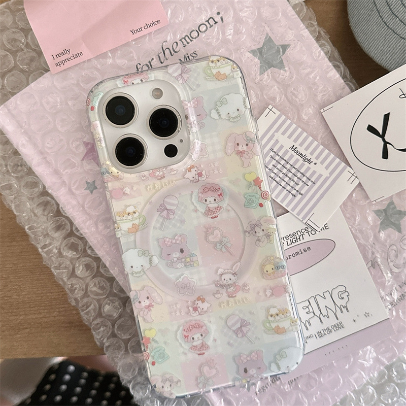 チェック柄のビアノ ラムメロディー磁気吸引 iPhone16 Apple 15ProMax/14/13 携帯電話ケースに適しています|undefined