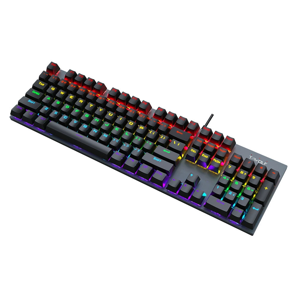 T-Wolf Thunder Wolf T18 Mechanical Keyboard 87 key Wired USB computer desktop green shaft backlight game keyboard