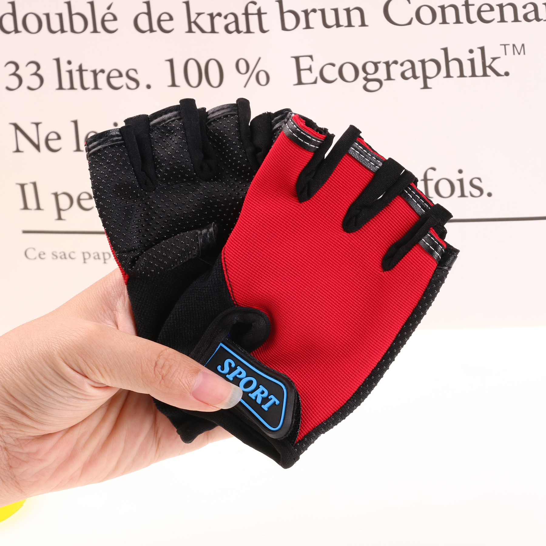 Guantes de medio dedo para niños estudiantes guantes de moda transpirable para montar al aire libre patinaje sobre ruedas bicicleta de montaña bicicleta guantes de dedo de fuga