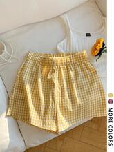 C2872 代发速卖通亚马逊跨境新款男式短裤女式格子印花套头休