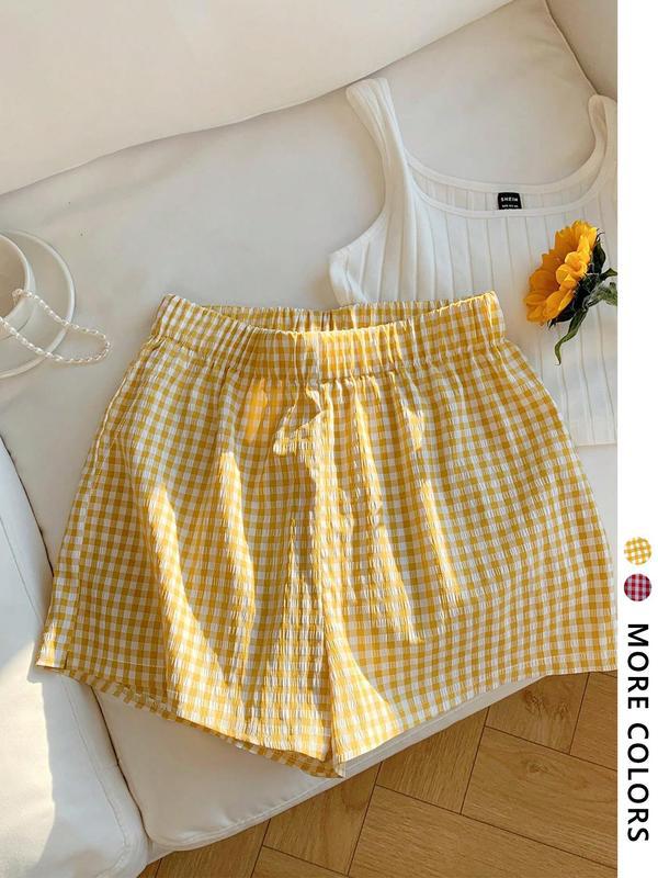 C2872 代发速卖通亚马逊跨境新款男式短裤女式格子印花套头休