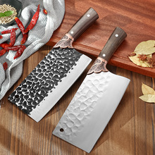 锻打菜刀家用切菜刀厨师专用砍骨刀刀具厨房锋利锤纹斩切片刀套装
