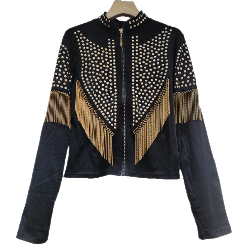 Marca de moda europea y americana in hip hop universal estampado chaqueta cardigan chaqueta de cuello de estilo exterior delgado corta chaqueta