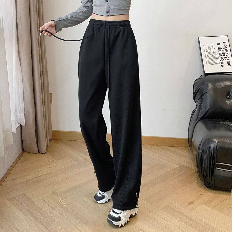 女性用スポーツパンツ、2025年春、秋、夏の新しいスタイルのスウェットパンツ、ハイウエストストレートレッグ、ナローバナナワイドレッグパンツ|undefined
