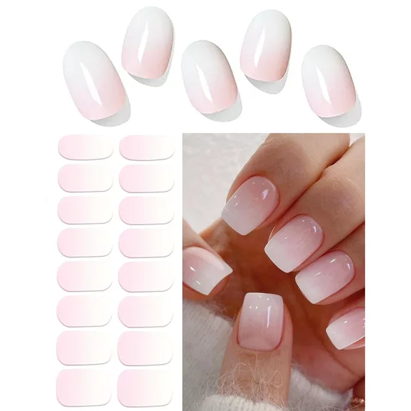 Nine days gel nail stickers waterproof gradient French love cross-border Valentine's Day UV semi-cured stickers nail wholesale