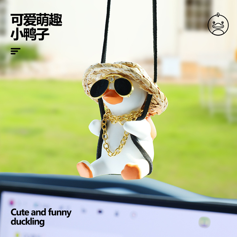 Duck Car Pendant Swing Car Rearview Mirror Hanging Decoration Car Interior Accessories Female Duck Swing Cartoon Car Decoration for Car Use