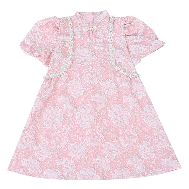 Летняя юбка для девочек 2023, новая модная одежда, большой детский чонсам, Повседневная модная детская модная одежда в западном стиле с короткими рукавами