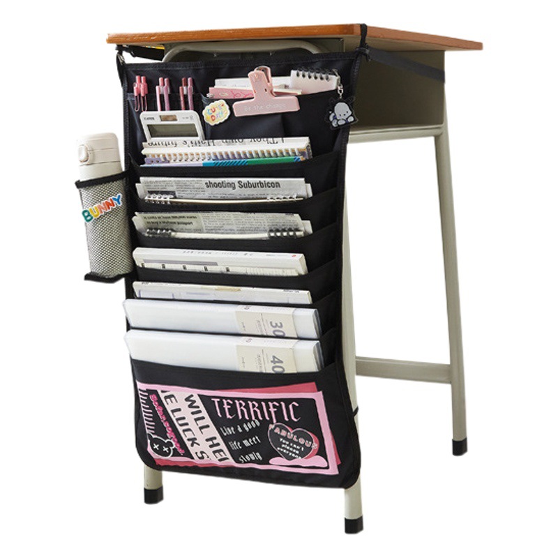 8 capas buena suerte colgando bolsa de libros escritorio artefacto estudiante multifuncional bolsa de libros estudiante de escuela primaria gran capacidad mesa de escritorio borde