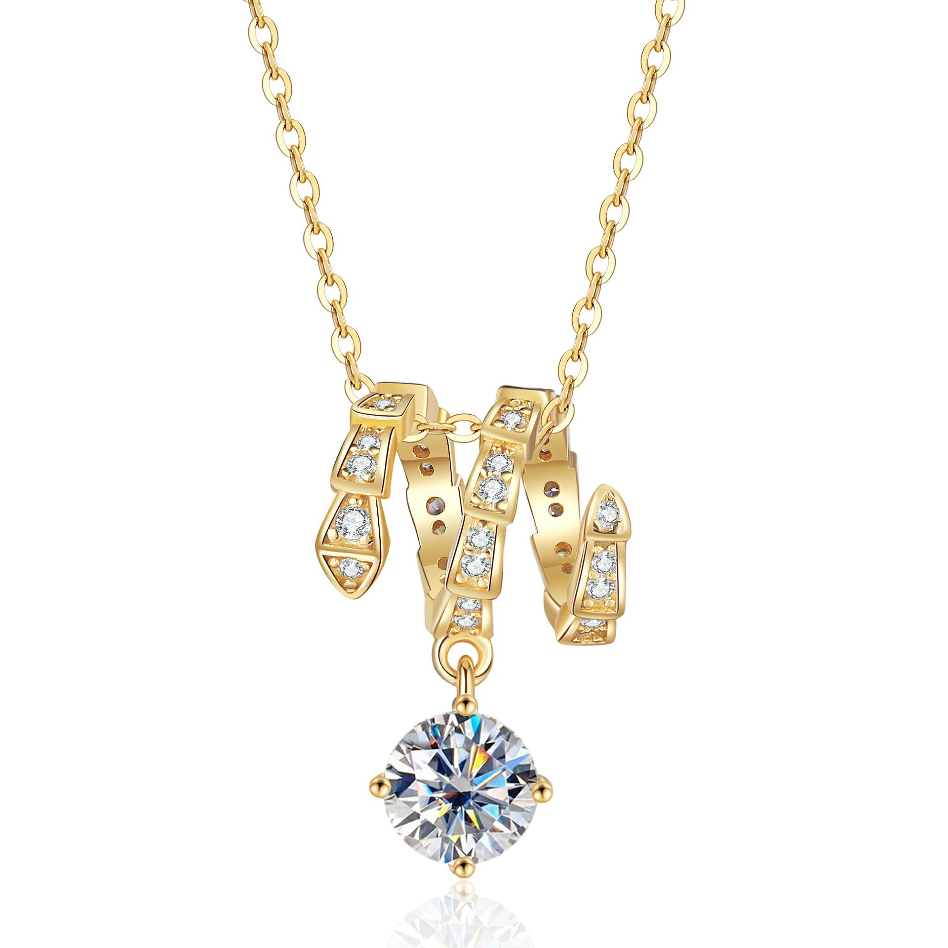 Стерлинговое серебро S925, муассанит, 1 карат, ожерелье из змеиной кости, доступная роскошь, подвеска с полным бриллиантом, трансграничный хит продаж, классный бриллиант цвета D