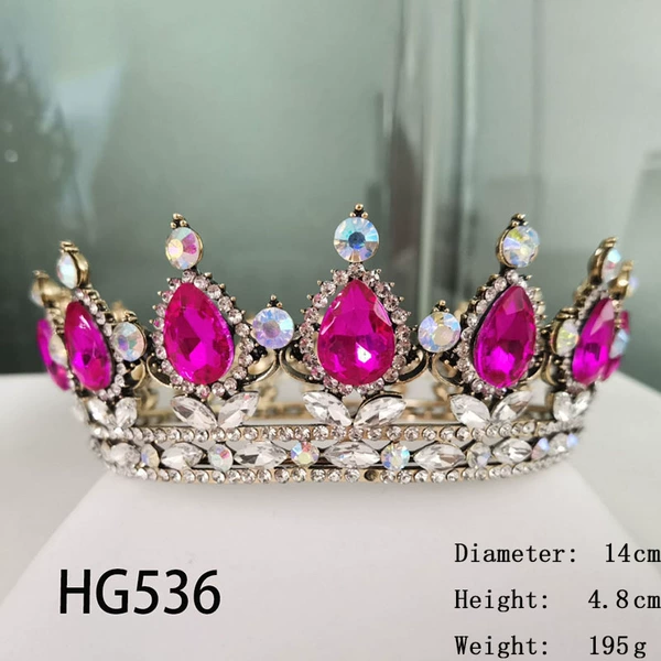 HG536_Type B_16K ancient gold white diamond white glass + white AB diamond + rose red glass