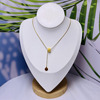 Necklace stainless steel, pendant, trend fashionable accessory, four-leaf clover, light luxury style, simple and elegant design