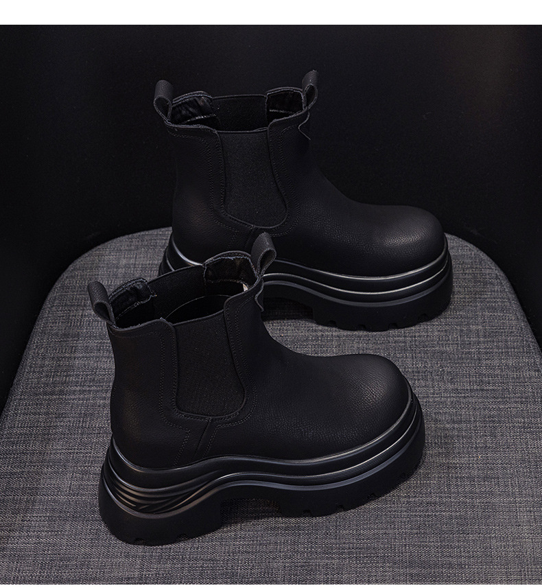 Boot Martin đế dày tăng chiều cao nữ phong cách Anh dáng ống khói — M2671-1 vàng lót nhung, M2671 một lớp màu đen, M2671 kaki một lớp bên trong, M2671-1 màu đen lót nhung chi tiết 16