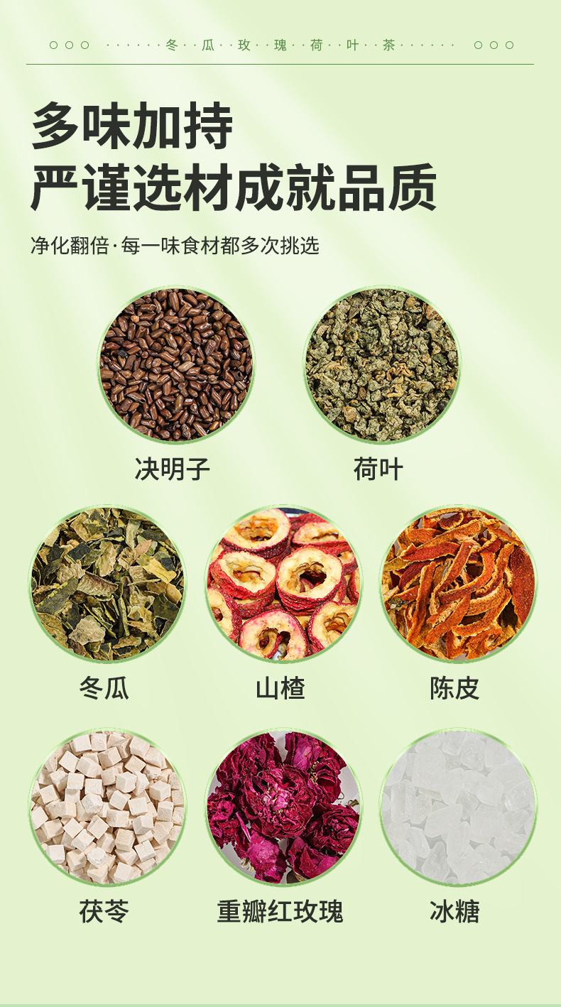 Winter Melon Rose Lotus Leaf Tea 144g Box Light Wellness Tea Bags 12 Pack Sugar Free quality and texture