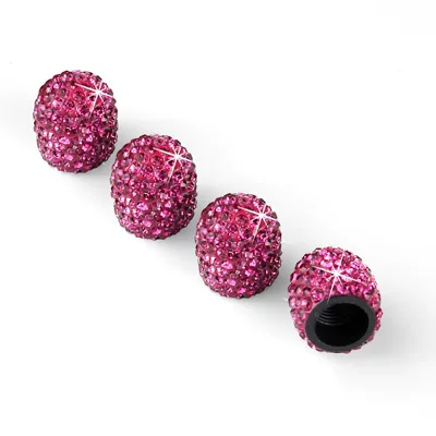 Clay Full-Diamond Rhinestone Valve Core valve - rose-red-diamond-1-set-of-4