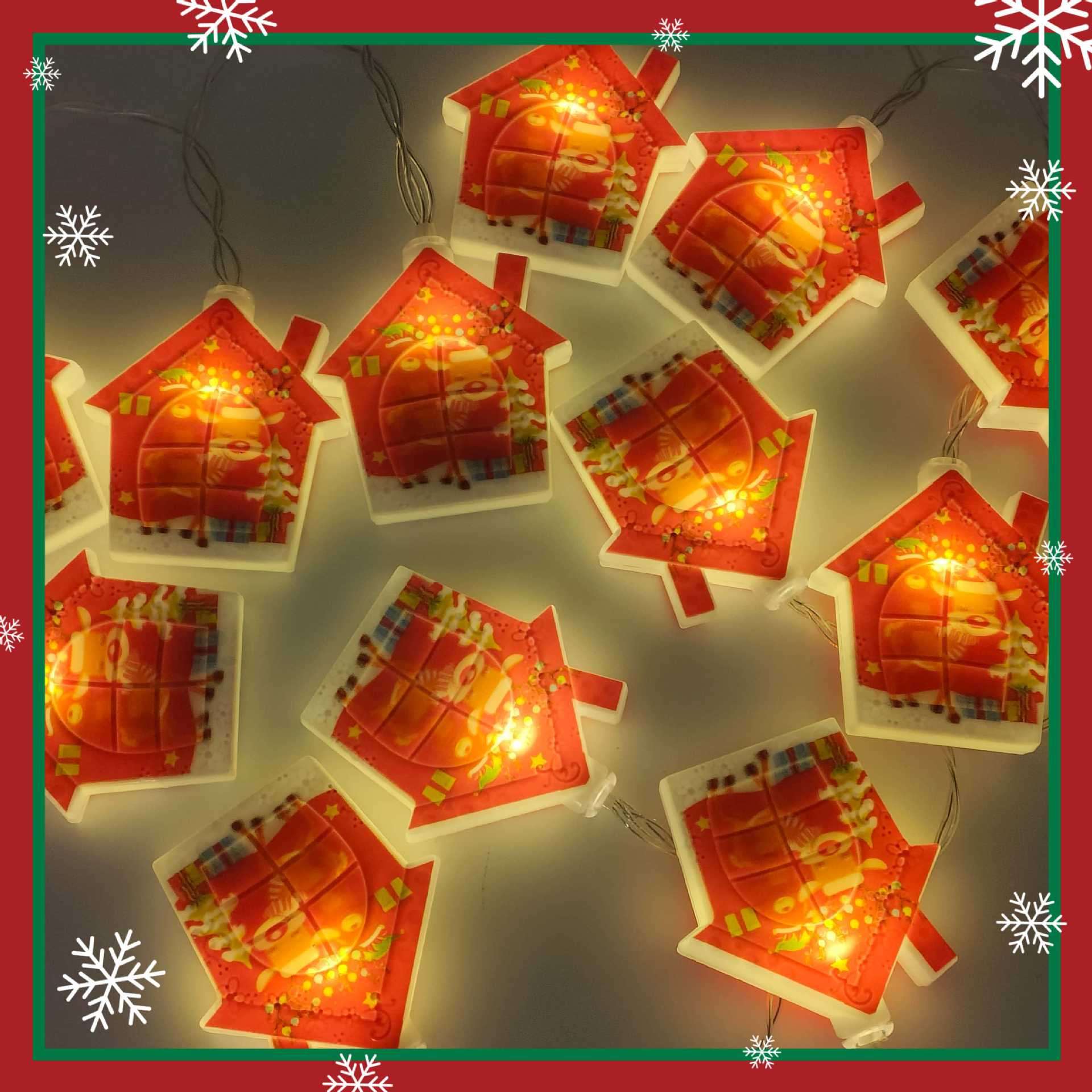 Linterna de cadena de luces de Navidad, muñeco de nieve, estrella, árbol de Navidad, habitación led, decoración de la escena del hogar, ambiente decorativo