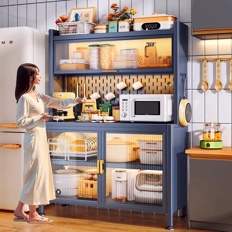 餐边柜厨房置物架落地收纳多层多功能微波炉烤箱靠墙家电储物柜子