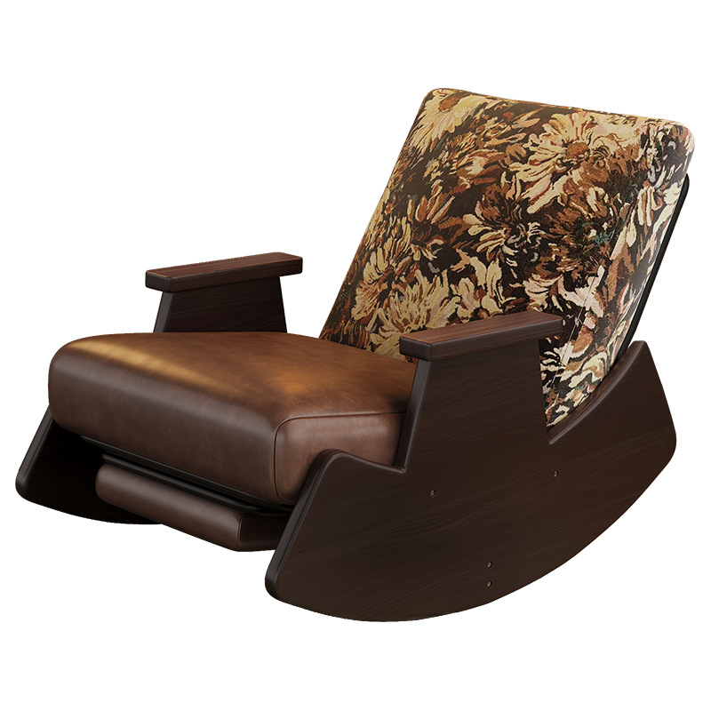 Salón de estar sofá perezoso balcón casero mecedor de ocio adulto retro con reposabrazos sillón de madera sólida
