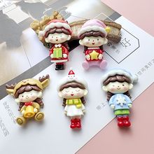 大号圣诞女孩树脂配件 手工DIY手机壳发夹冰箱贴收纳盒摆件材料