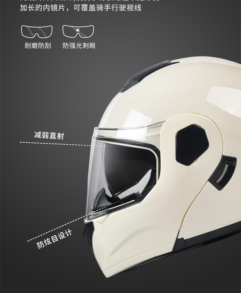 Ad Electric Motorcycle Helmet for Men and Women, All-Season Full-Face Helmet with 3C/Dot Certification, Flip-Up Helmet