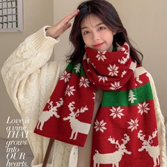 圣诞礼物日系针织毛线围巾女秋冬韩版长款加厚百搭围巾潮送女友