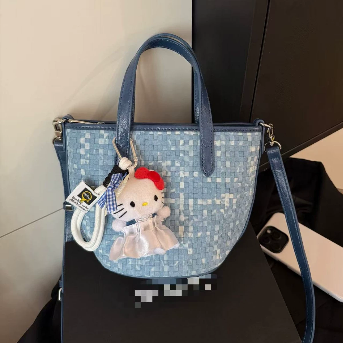 Handheld denim basket, one-shoulder bag, high-end