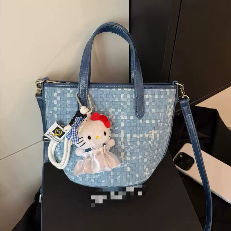Handheld denim basket, one-shoulder bag, high-end
