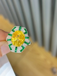 Platinum High-End Jewelry Luxury Pt 7.39 Carat Yellow Sapphire Ring Jewelry Tiktok Wholesale Dropshipping