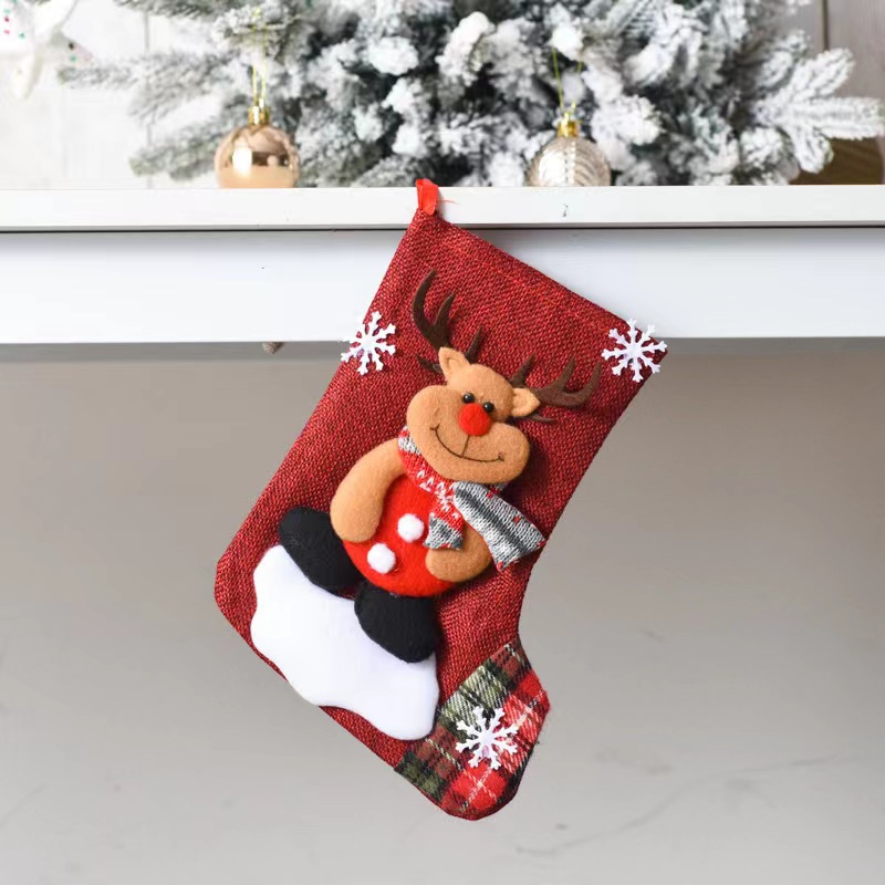 Grandes calcetines de muñeca de Navidad a cuadros decoración de Navidad niños bolsa de regalo dulces calcetines bolsa de regalo