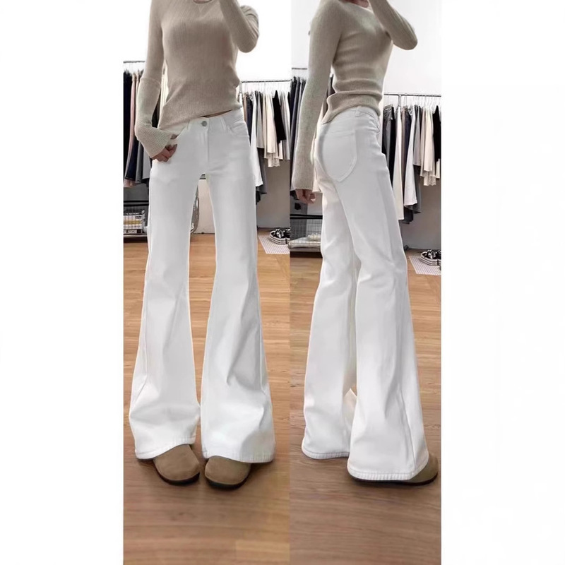 White Bootcut Jeans for Women 2025 Spring New Style Small Wide-Legged Loose Slimming Look Non-Leg-Flared Pants White Bootcut Jeans for Women 2025 Spring New Style Small Wide-Legged Loose Slimming Look Non-Leg-Flared Pants