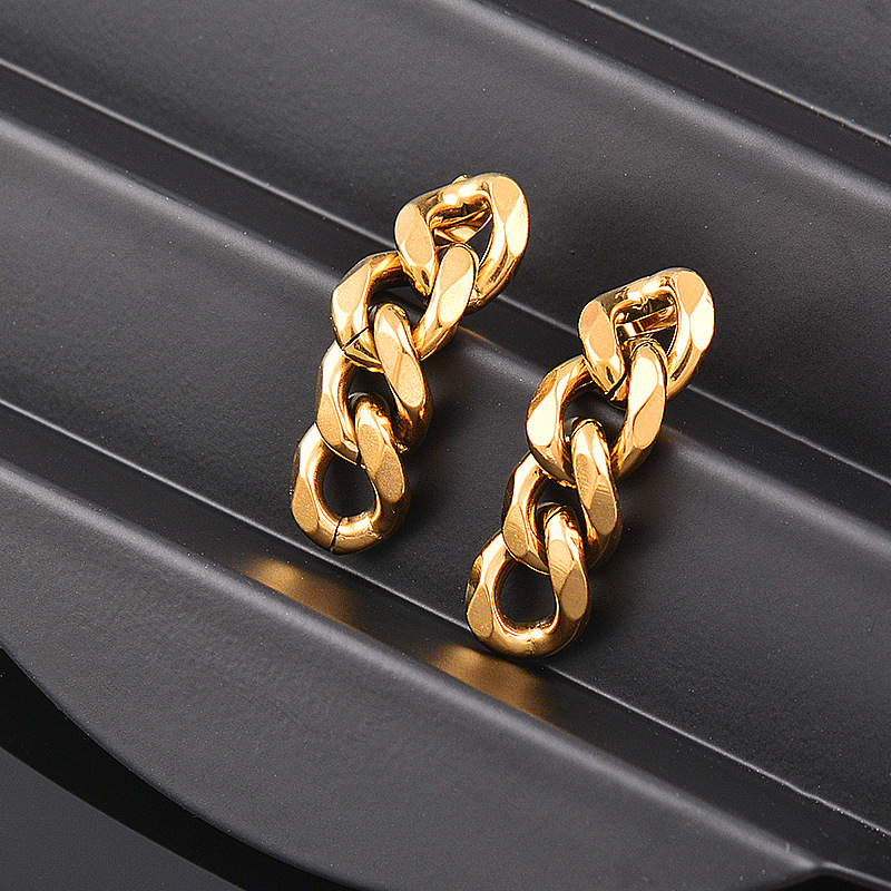 Fashion Geometric Titanium Steel Gold Plated Earrings 1 Pair