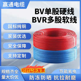 国标BV/BVR纯铜芯家用电线1/1.5/2.5/4/6平方电缆家装单芯布电线