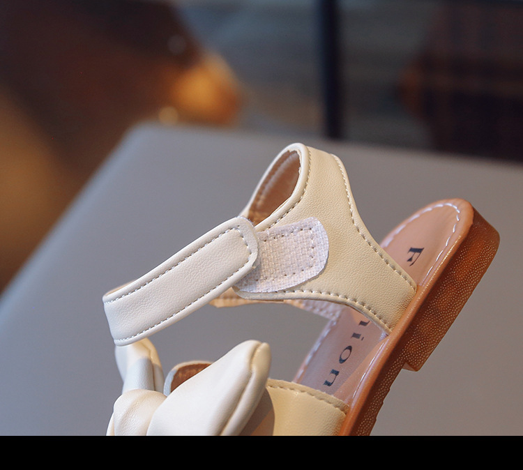 Sandales à semelle souple pour petites filles, édition coréenne, chaussures de plage décontractées avec nœud pour bébé, nouvelle collection été 2024_voghion.com