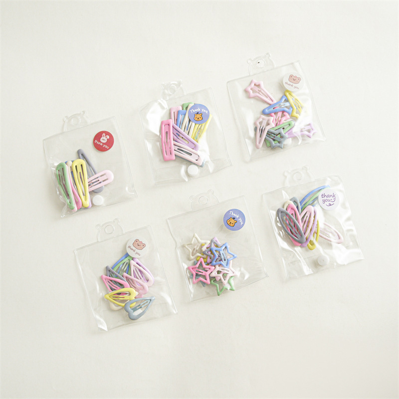 Korean Style Children's Candy Color Star Geometric Dripping Oil Metal Bb Clip Hairpin 10 Pcs Set display picture 2