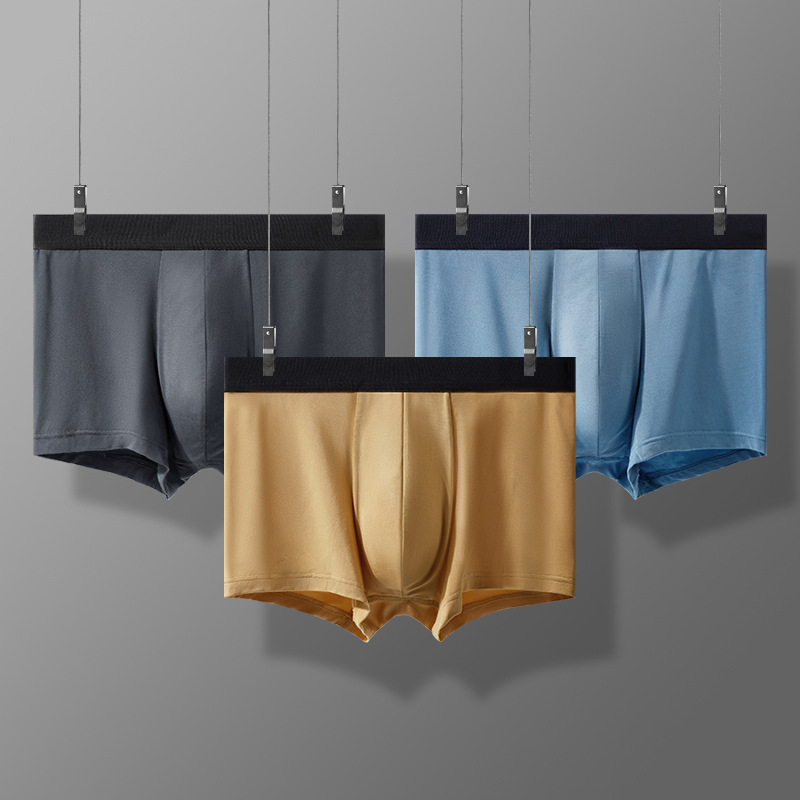 [Strictly Selected] 60 Count Modal Underwear Men's Mid-Waist Breathable 5A Antibacterial Ice Silk Feel Boxer Briefs Wholesale Customization