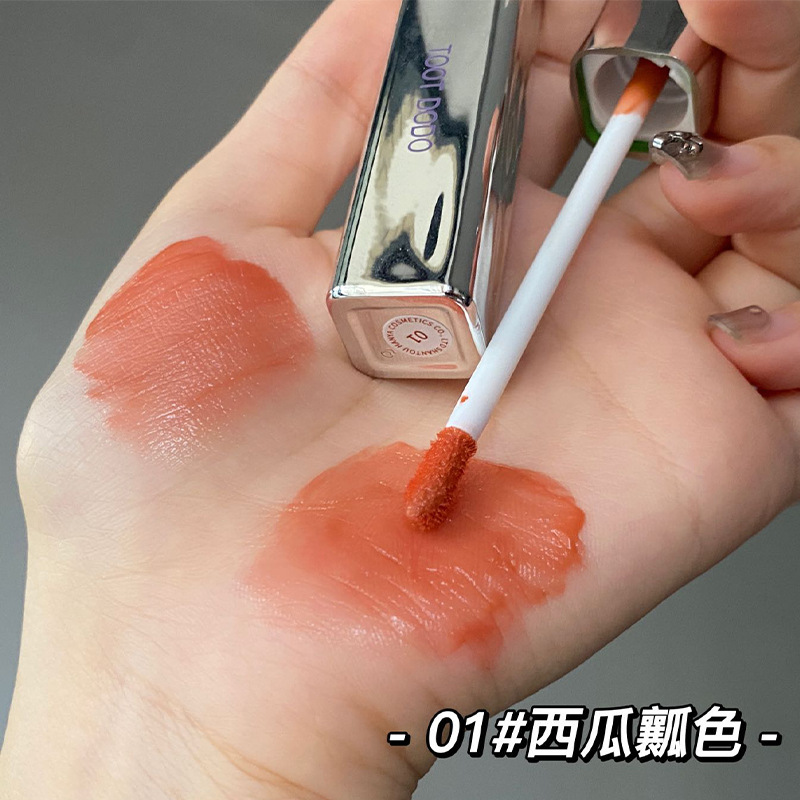 Toot Dodo corazón de flor dispersión espejo esmalte labial blanqueador humectante vidrio labial color pequeño tubo de plata lápiz labial mujer