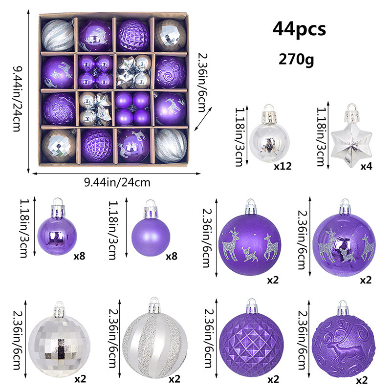 Juego de Esferas Navideñas Set de 44 Piezas 3-6 cm de Plástico Colgante para Árbol de Navidad image 30