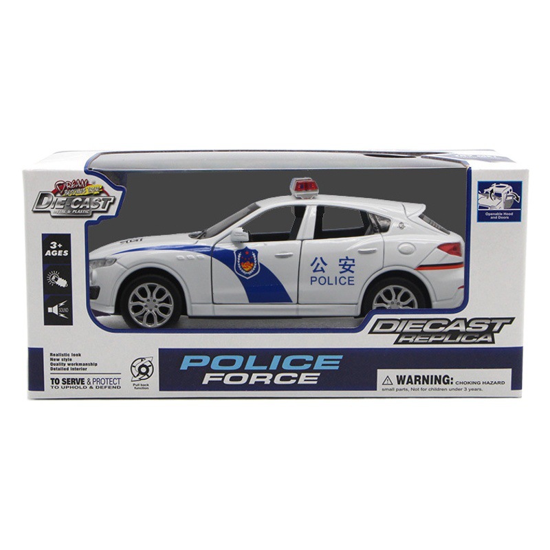 1:32 coche de policía modelo coche de juguete para niños aleación música ligera Tire hacia atrás seis Puerta Abierta coche de policía juguete