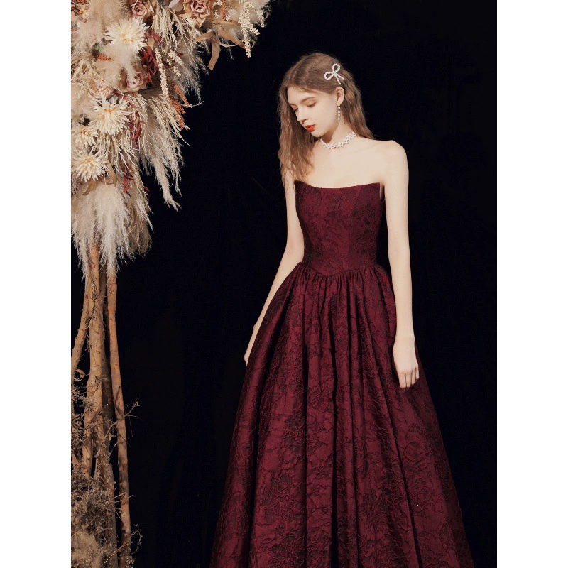 Тост платье невесты 2024 Новый весна-лето красное свадебное платье банкет Элегантное Атласное Платье женщин высокого класса Топ труба