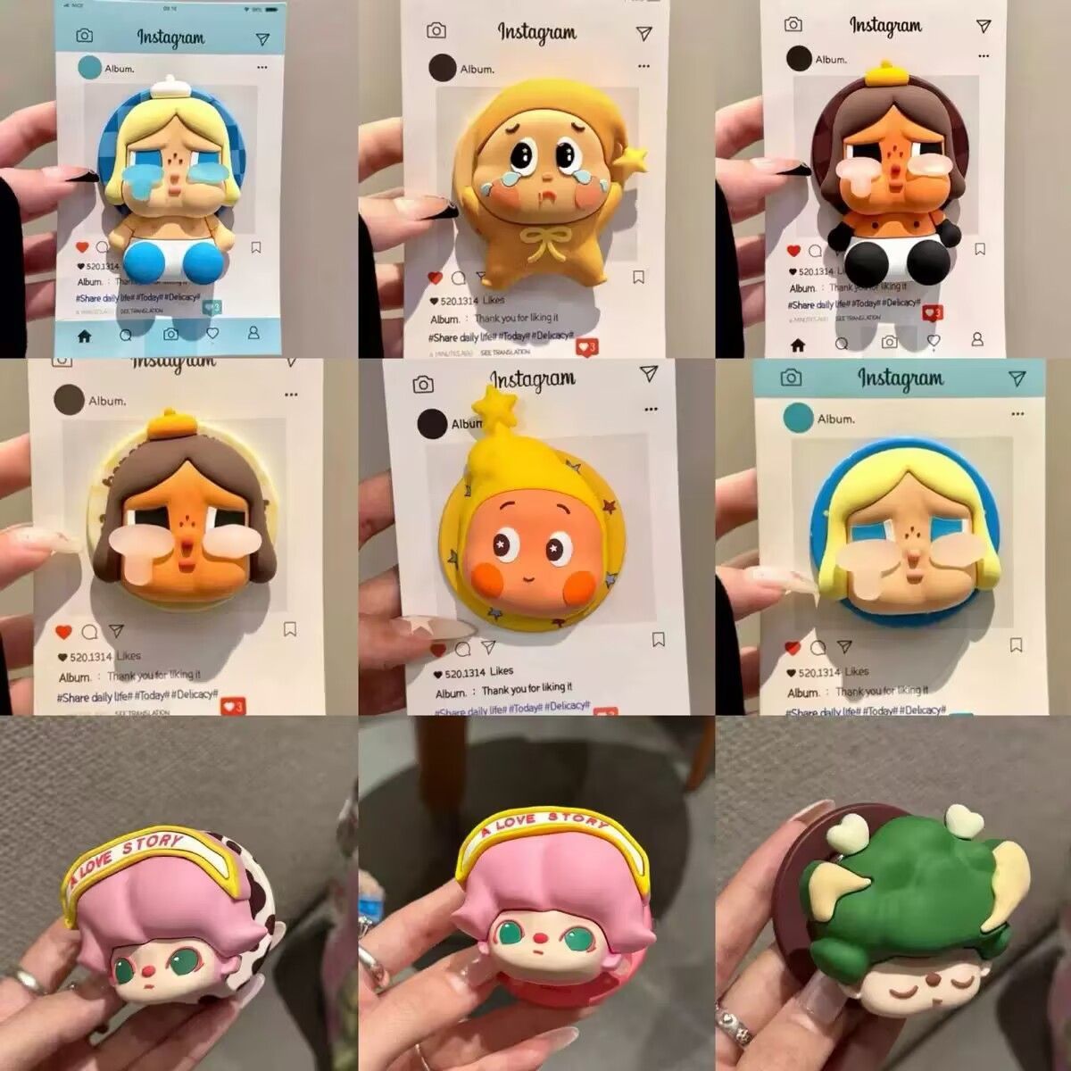 Three-Dimensional Silicone Cartoon Star Cute Airbag Person Crying Suitable for Mobile Phone Magnetic Holder Telescopic Desktop for Men and Women