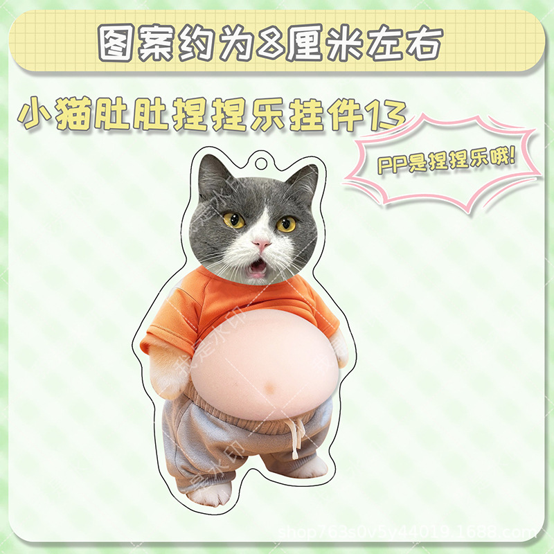 Colgante adorable mascota gatito cachorro acrílico estómago descomprimir pellizco colgante mochila llaveros decoración