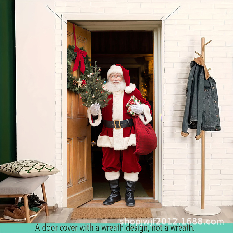 TEM Amazon transfronterizo nueva decoración de la cubierta de la puerta de Navidad rojo Santa Claus regalo cubierta de la puerta ambiente festivo fiesta