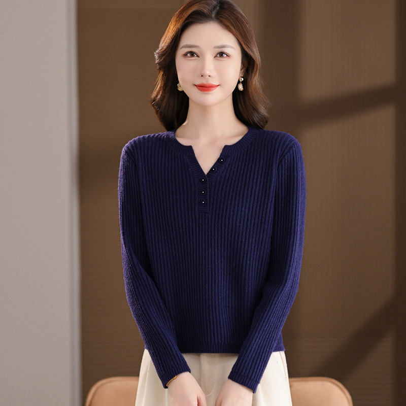 安可拉红秋冬季气质显瘦百搭休闲轻奢长袖外穿打底针织衫女宽松版，女装针织衫/毛衣，妃慕昵服饰