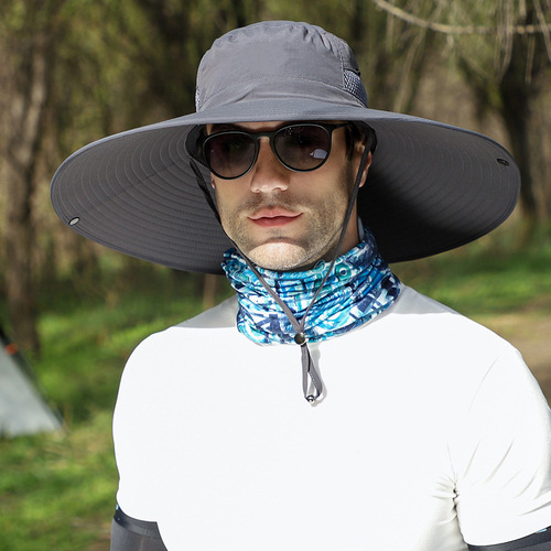 Big head hat men's summer outdoor sunshade large size fisherman hat large size big face sun protection fisherman hat women factory store