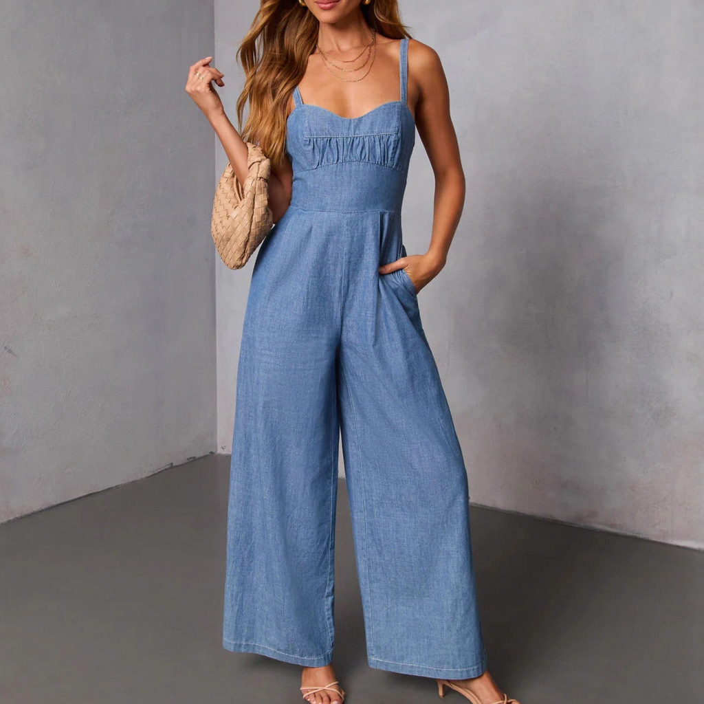 2026 Amazon eBay estación independiente wishing ropa de mujer europea y americana explosión de color sólido correa casual pantalones estilo retro